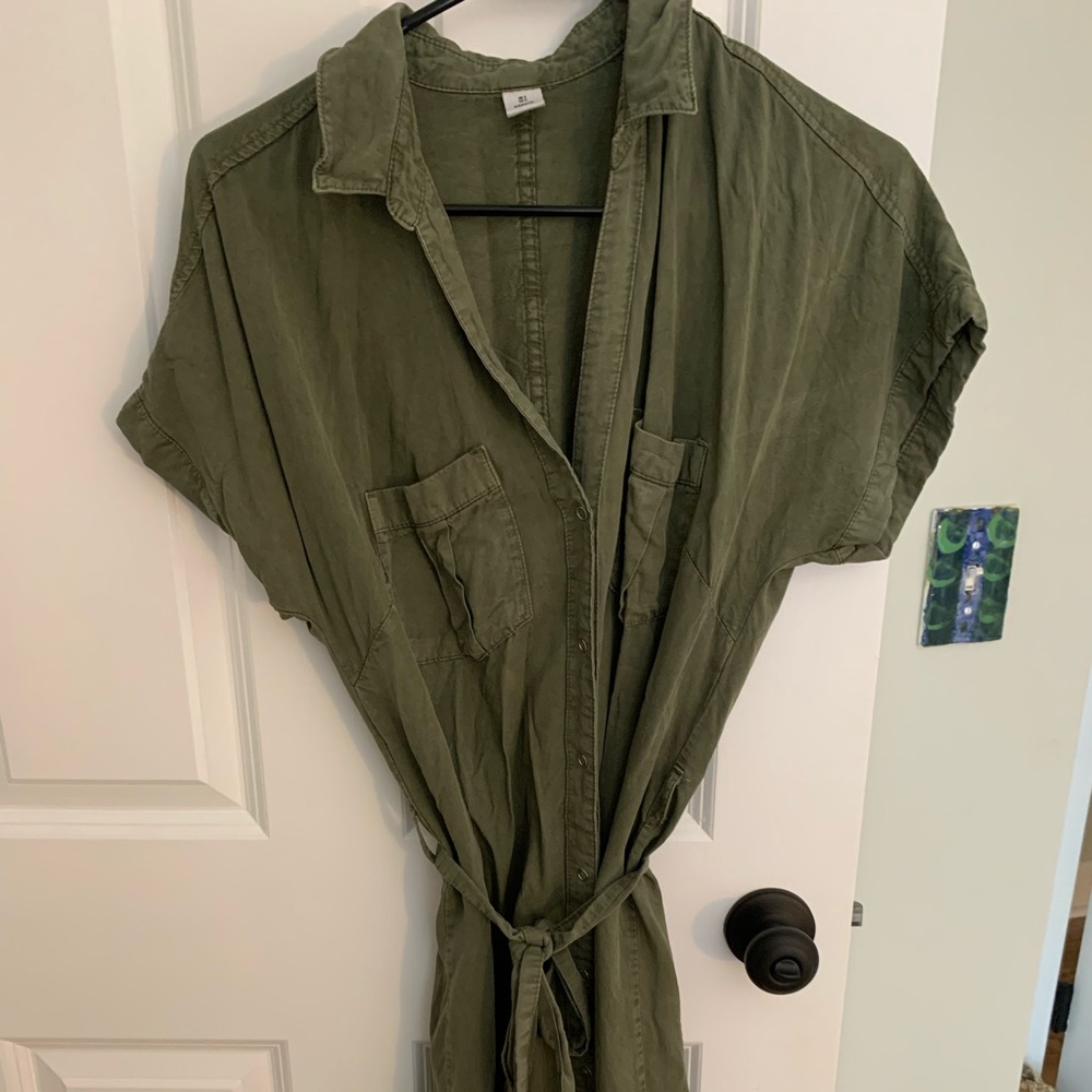 H&M button up dress, army green